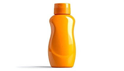 Bright Orange Sunscreen Bottle Isolated on White Background.
