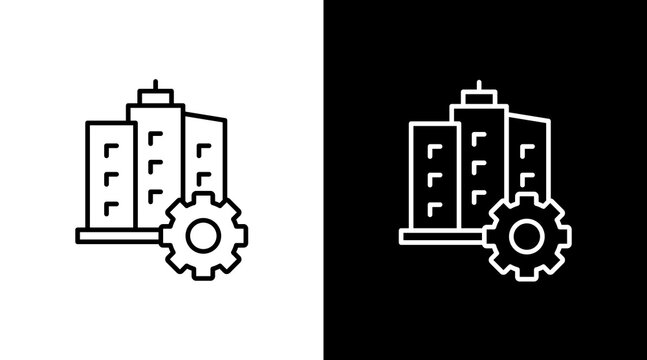 Building Management White Icon Set Design