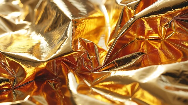 Crinkled Gold Foil Abstract Texture crumpled