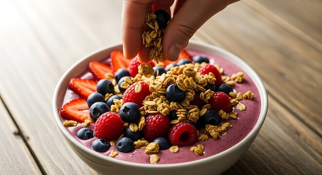 Berry Smoothie Bowl with Granola - A Healthy and Delicious Breakfast.