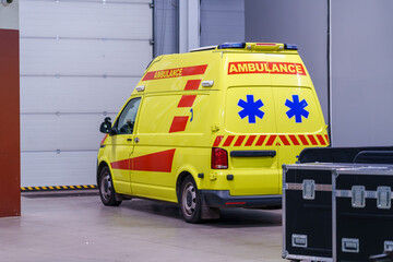 Ambulance vehicle positioned inside the venue, prepared for emergency response during the event © innervision