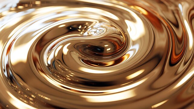Golden Swirling Liquid Vortex with Reflections fluid background 