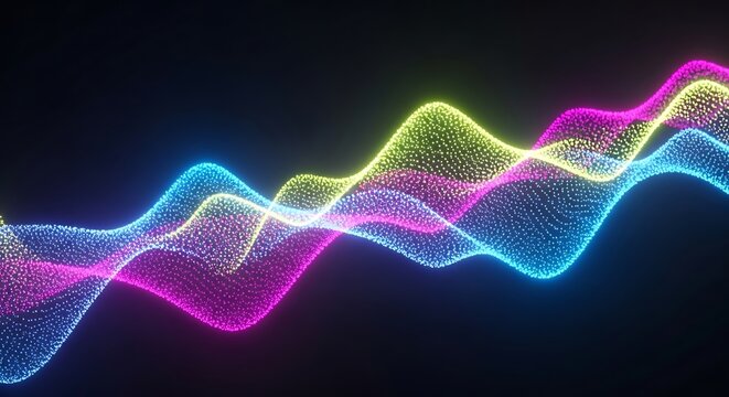 Abstract Neon Waves - A Vibrant Display of Light and Color. - Powered by Adobe