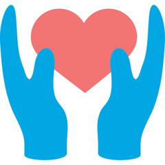 Two Stylized Blue Hands Gently Holding a Pink Heart on a White Background Representing Care and Support