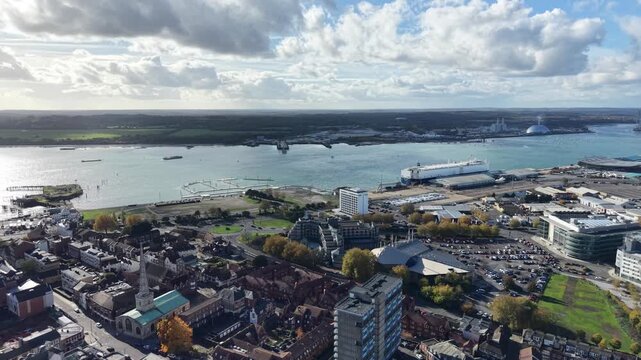 Southampton, UK &ndash; November 09, 2025: Aerial view of the city of Southampton, Hampshire, England
