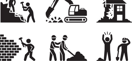 Industrial work icons set. Machine, labor, construction, process, engineer, industry, production, repair, mechanic, manufacturing, maintenance, worker, operation, gear, factory, equipment, structure, 