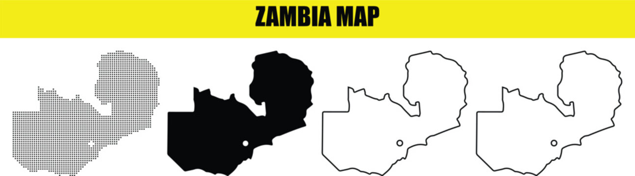 Hand made Zambia map set vector illustration with different outlines perfect for infographic and geographical representation By Adobe Illustrato