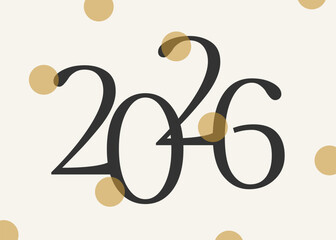 Elegant 2026 Numbers over Light Canvas with Gold Confetti Dots