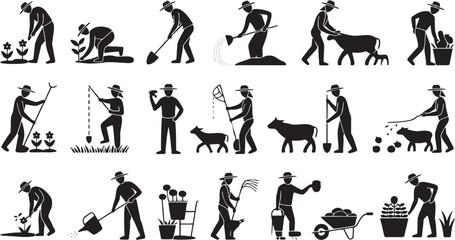 Naklejka premium Construction teamwork icons set. Builder, worker, teamwork, construction, repair, equipment, tools, safety, site, development, project, teamwork, engineering, architecture, worker, maintenance, plan, 