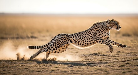 Cheetah in Full Flight - A Display of Speed and Agility in the Wild.