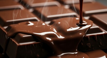 Decadent Chocolate Delight - Molten Chocolate Pouring Over a Chocolate Bar.