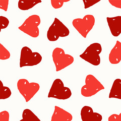 Seamless Repeating Valentine's Day Pattern with Red Hearts on White Background