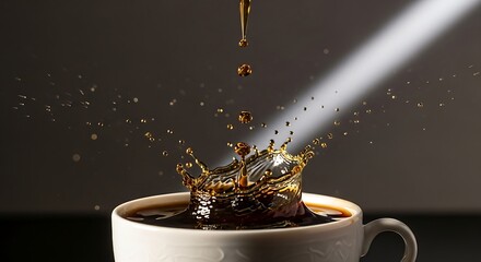 Dramatic Coffee Splash - A Moment of Liquid Suspension in Time.
