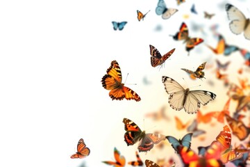 Fototapeta premium Flying butterflies border butterfly animal insect.