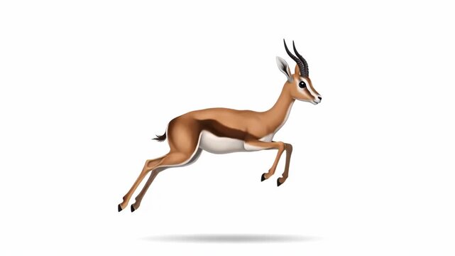 Animated Gazelle Jumping and Running Sequence on White Background.