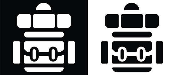 Hiking backpack icon vector. Icon for carrying a backpack adventure travel, camping gear, daypack. Survival and expedition preparedness. Vector illustration.