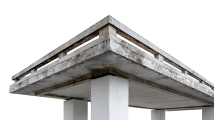 Architectural Marvel: A low-angle shot showcases a section of a contemporary building, its stark geometric design and sturdy pillars.