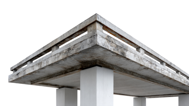 Architectural Marvel: A low-angle shot showcases a section of a contemporary building, its stark geometric design and sturdy pillars.