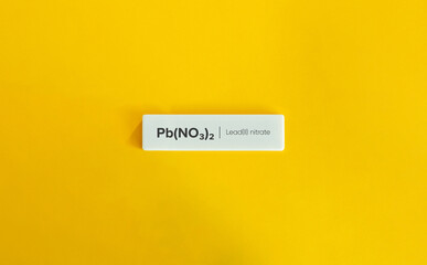 Lead Nitrate Pb(NO3)2 Chemical Compound on Yellow Background