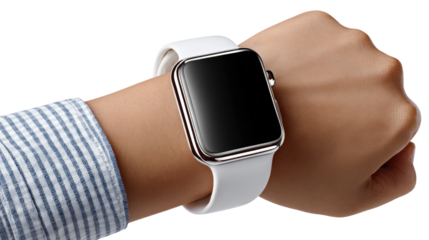 Wristwatch Elegance: A close-up shot of a modern wristwatch, its sleek design and minimalist interface resting gracefully on a wrist, reflecting contemporary style and functionality.