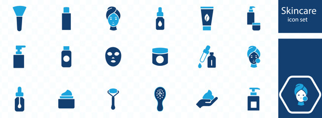 Skin care, Moisture cream, collagen, treatment, dermatology, and more. Editable stroke. Vector illustration