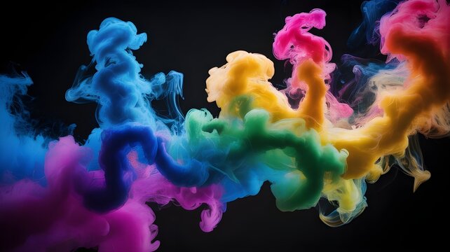 wave lines with rainbow colors black background