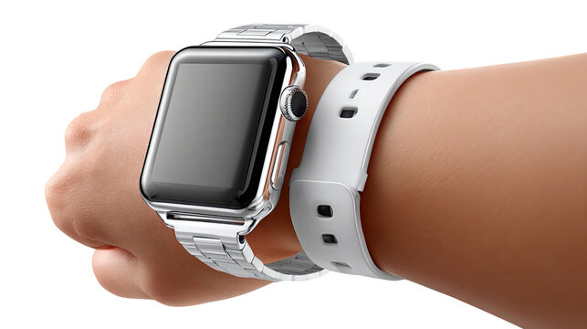 Wristwatch and its elegance: An image showcasing a smartwatch worn gracefully on a wrist, combining style with modern technology, with sleek design and functionality. - Powered by Adobe