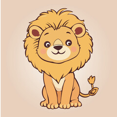 Cute Baby Lion Cartoon Vector Illustration