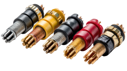 Precision Connectors: A close-up view of a selection of multi-colored electrical connectors, symbolizing modern technology and the intricate connections that power innovation.