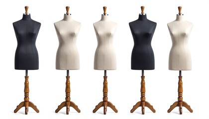 Dressmakers Mannequins - Black and White Fashion Forms on Stands.