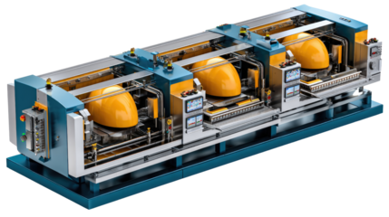 Precision Engineering: A detailed view of cutting-edge industrial machinery showcases the intricacies of modern manufacturing technology.