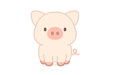 Obraz premium Cute cartoon baby piglet character with simple design and curled tail