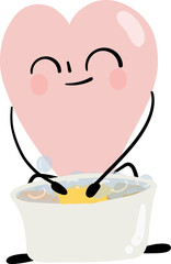 illustration of heart character wash the clothes