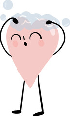 illustration of heart character wash the hair