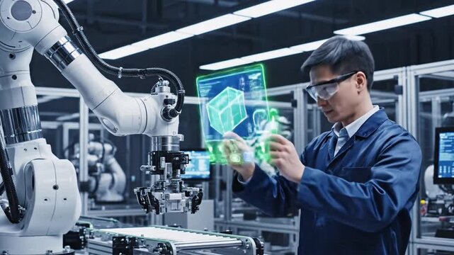 Human Engineer Controlling Robot Arm