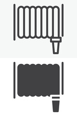 Fire hose vector icon set in line and solid different style