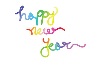 Rainbow happy new year, Bright festive greeting, Colorful new year art