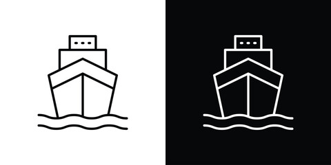 Cargo ship icon - stroke design. pixel perfect editable line icons