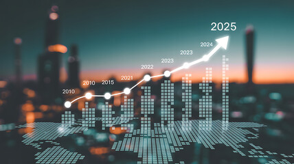 Witness incredible business growth and future success with this dynamic financial chart illustrating a positive upward trend toward 2025.