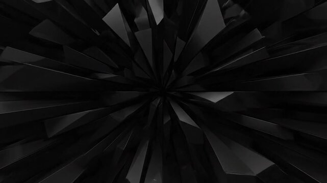 Abstract black shards radiating from a central void, glossy dark texture