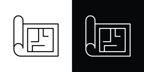 Construction plan - stroke design. pixel perfect editable line icons. vector glyph flat icons