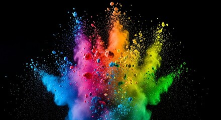 Obraz premium Explosion of Vibrant Colors - A Dynamic Powder Paint Burst on Black.