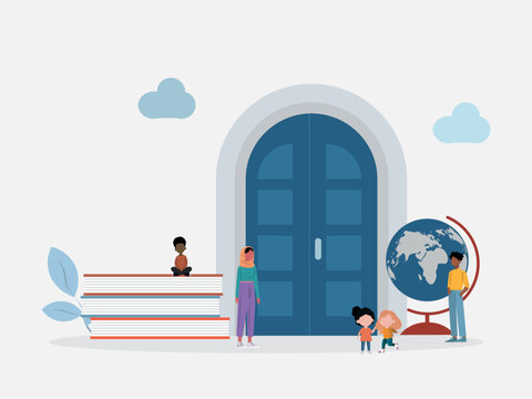 Diverse students learning about global education access - Powered by Adobe