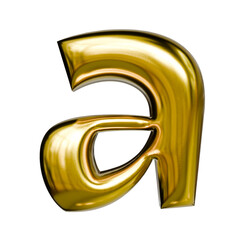 Alphabet number and symbol 3d word render Gold Glossy Metallic Tubular Symbol