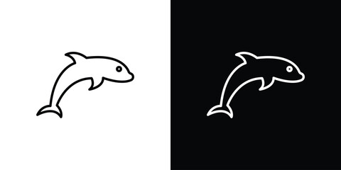 Dolphin icon - stroke design. pixel perfect editable line icons