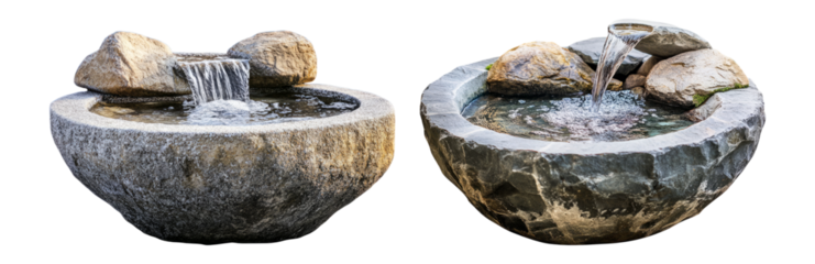Elegant Stone Water Features for Tranquil Outdoor Spaces Isolated Transparent Background