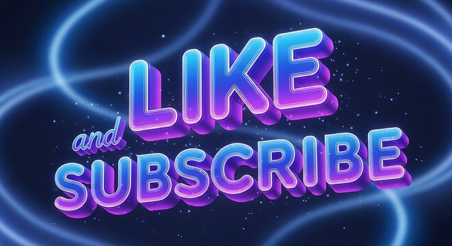 Like and Subscribe Neon Sign for Social Media Engagement.