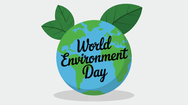 World environment day illustration featuring a green and blue globe with leaves, , promoting environmental awareness