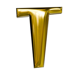 Alphabet number and symbol 3d word render Gold Glossy Metallic Tubular Symbol
