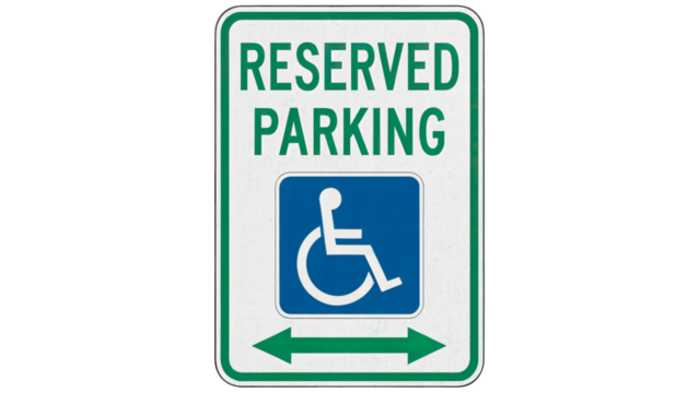 Essential accessible parking sign clearly indicating reserved spaces for individuals with disabilities, promoting inclusivity and compliance isolated on white or transparent png.